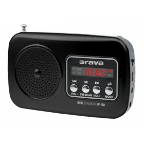   Orava RP-130B rádió FM tölthető akkuval fekete Li-ion 3,7V