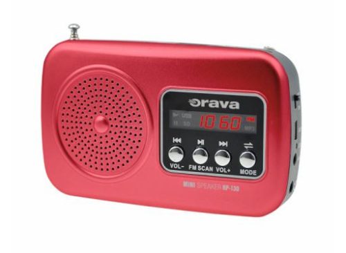 Orava RP-130R Rádió FM tölthető akkuval piros Li-ion 3,7V