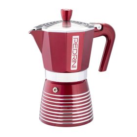   Pedrini Infinity Passion kávéfőző, 6 személyes, piros, alumínium kivitel
