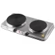 Rezsó, rozsdamentes, dupla hordozható főzőlap, 1500 W + 1000 W