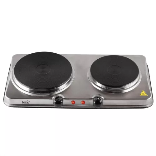 Rezsó, rozsdamentes, dupla hordozható főzőlap, 1500 W + 1000 W