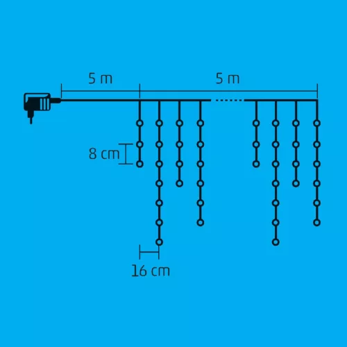 Home KAF 100L 3M LED-es fényfüggöny, 8 programos, 3 m, IP44, 230V