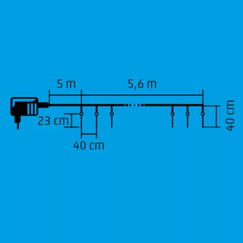 Jégcsap fényfüzér, 240 hidegfehér LED, IP44 hálózati adapter