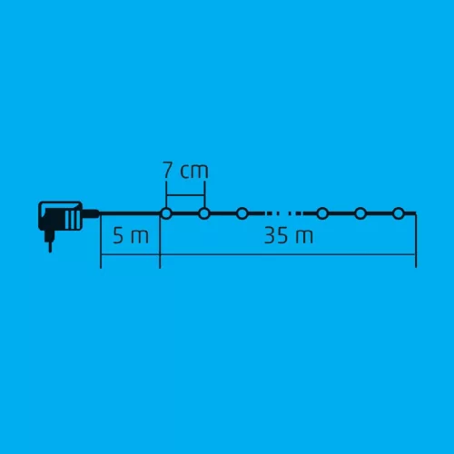 Home KKL 500C/WW LED-es fényfüzér, 35 m / 500 db melegfehér LED, állófényű, zöld vezeték, hálózati adapter, kül- és beltéri kivitel