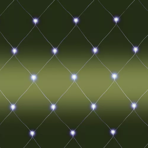 Home KLN 400C/WH LED-es háló, 6x4 m / 400 db hidegfehér LED, zöld vezeték, állófényű, hálózati adapter, kül- és beltéri kivitel