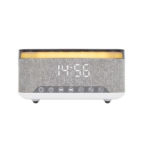 HOME LTCR06 multimédia lejátszó és ébresztőóra, 2x5 Watt, Qi telefontöltés, Bluetooth TWS, FM rádió, LED kijelző, beépített akkumulátor