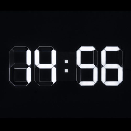 Digitális, LED ébresztőóra, 3D, fehér