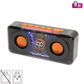   SAL MECHAPOWER vezeték nélküli hangszóró és multimédia-lejátszó, 2 x 10 W, RGB LED, BT TWS, USB-C, ~8 óra üzemidő, superbass mélysugárzó