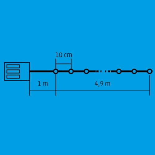 LED-es elemes fényfüzér, 50 LED, melegfehér, időzítős