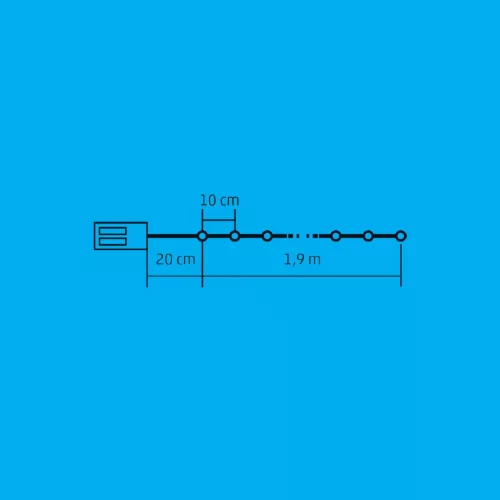 Home ML 20/WH micro LED-es fényfüzér, 1,9 m / 20 db hidegfehér micro LED, állófényű, átlátszó vezeték, elemes, beltéri kivitel