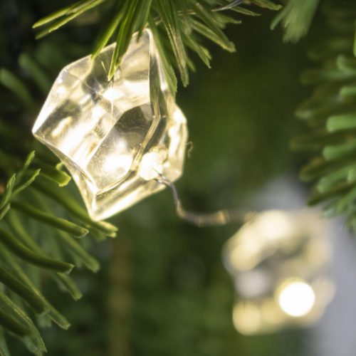 LED-es elemes fényfüzér, 20 LED, kristály" díszek"