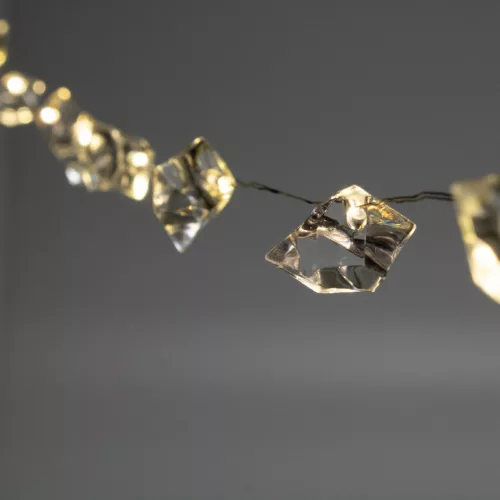 LED-es elemes fényfüzér, 20 LED, kristály" díszek"