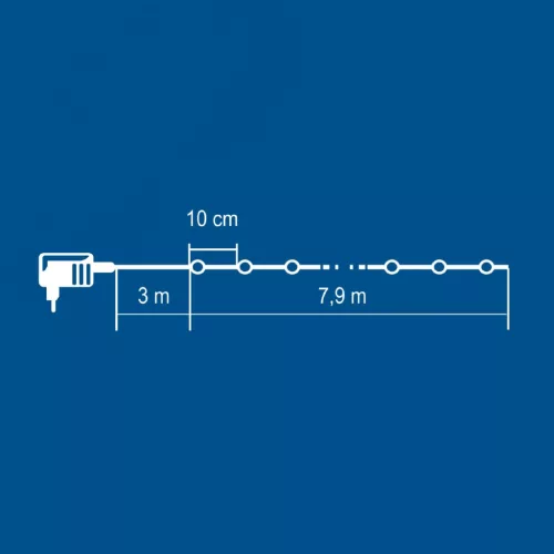 Micro LED-es fényfüzér, 80 LED, melegfehér, kültéri