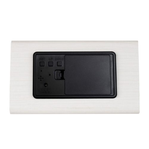 Digitális, LED ébresztőóra, fehér, fa