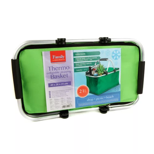 Family 11549B Thermo összecsukható bevásárlókosár - 49 x 28 x 25 cm - 21 L - zöld