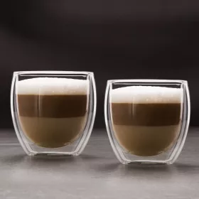   Vog&Arths 57176J Duplafalú cappuccino üveg csésze - 250 ml - 2 db / csomag