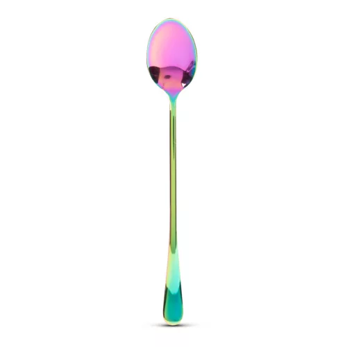 Family 57579 Rozsdamentes acél kávéskanál / latte macchiato kanál - szivárványos - 195 x 32 mm - 2 db / csomag