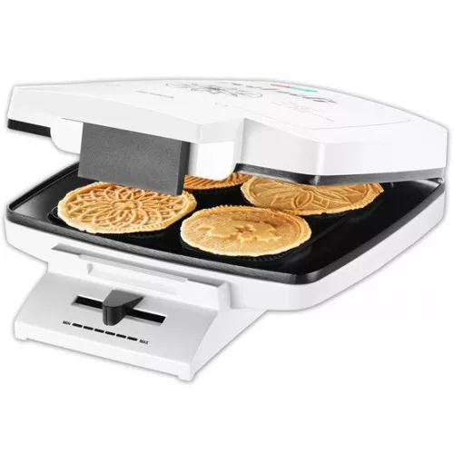 Trisa 734070 Ostyasütő, Sajtostallér sütő, 1000W, fehér, 4 minta, 7 recept, Tapadásmentes felület