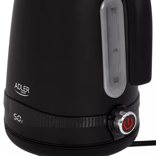 Adler AD1295B Vízforraló LCD kijelzővel és hőmérsékletszabályzóval, 1,7L