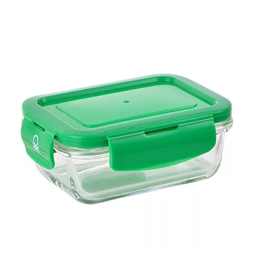 Benetton BE-0701-MT 3 részes boroszilikát üveg ételtároló dobozok fedővel, 300, 570, 1180 ml
