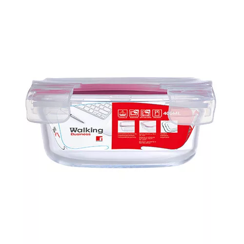 Bergner BG-25027-RD 400ml boroszilikát üveg ételtároló