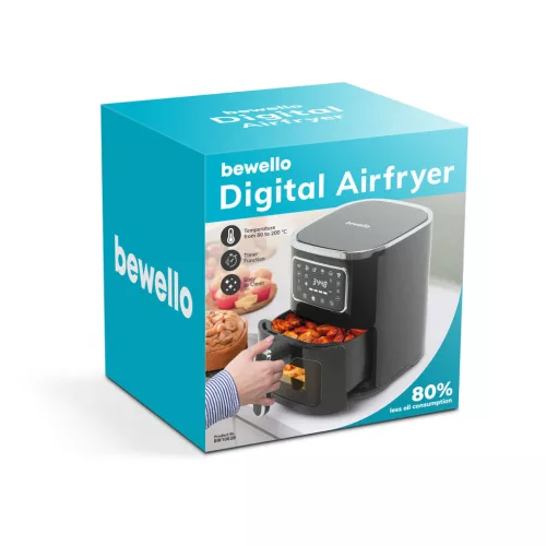 Bewello BW1002B Olaj nélküli fritőz - 220-240 V - 1450W - 5 L - érintőgombos