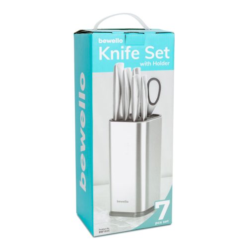 Bewello BW1025 Kés készlet tartóval - 7 részes - rozsdamentes acél