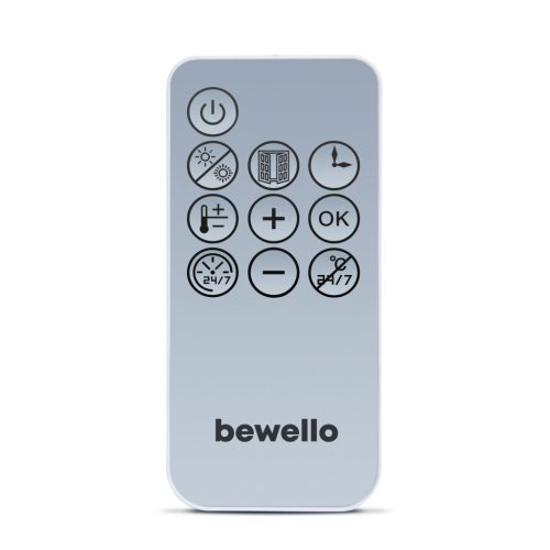 Bewello BW2104 Fali hősugárzó törölközőtartóval - 800/2000W - 240V - fehér