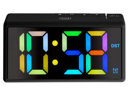Trevi EC 886 Black Digitális ébresztőóra nagy méretű, többszínű kijelzővel - fekete színben