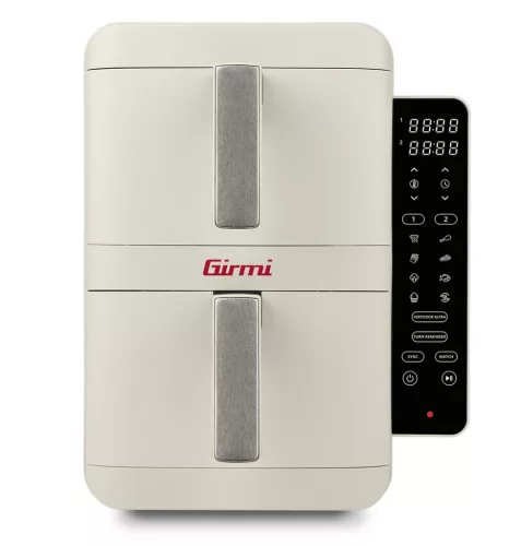 Girmi FG41 Ecofrit Dual kétzónás forrólevegős fritőz 9 literes (2x4.5 liter) kapacitással, Homok-bézs szín, SYNC és MATCH funkcióval (FG4101)