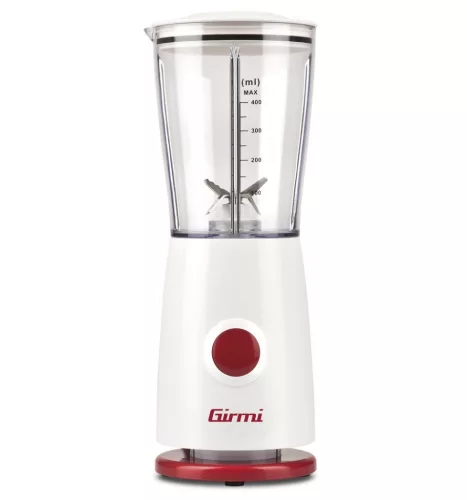 Girmi FR03 kompakt elektromos turmixgép, 170 W teljesítmény, 400 ml-es keverőpohár és rozsdamentes acél pengék, Fehér (FR0301)