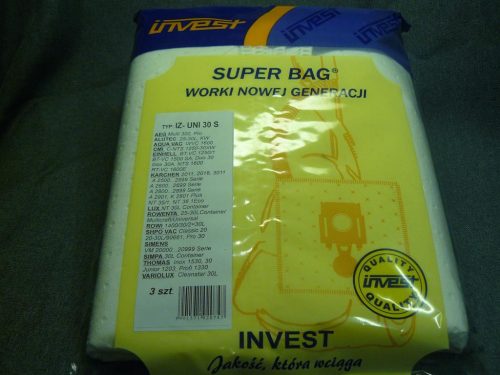 IZ-UNI30S INVEST UNIVERZÁLIS TAKARÍTÓGÉP KOMPATIBILIS MIKROSZÁLAS PORZSÁK (3DB/CSOMAG) Ø52-70MM (ÁLLÓ)