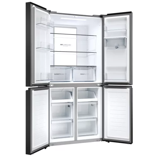 Haier HCR7818DWPT négyajtós hűtőszekrény, 467 liter, vízadagolós, fekete