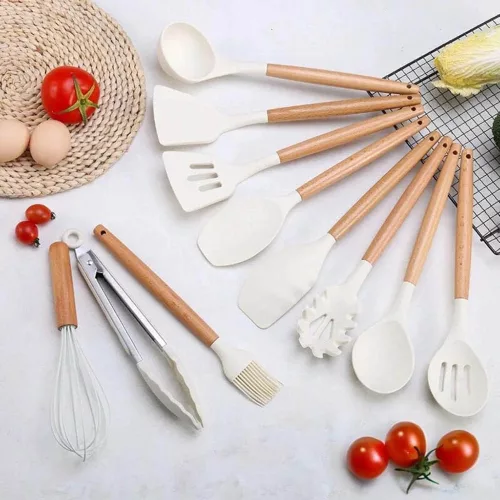 Timeless Gourmet 14 darabos konyhai eszközkészlet, hőálló szilikon fejjel, tartóval, fehér (HOP1001658-1)