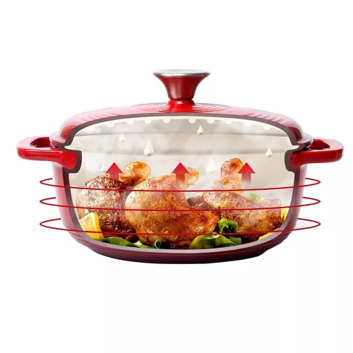 Timeless Gourmet Zománcozott, öntöttvas edény fedővel 5,7 L, piros (HOP1001761-3)