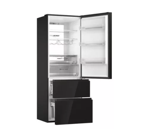Haier HTW7720DNGB hűtőszekrény, 3 ajtós, 483 liter, fekete