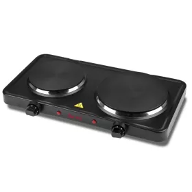   Girmi PE36 Piastra Dupla elektromos tűzhely öntöttvas főzőlapokkal (nagy tányér: 18,5 cm, kis tányér 15,5 cm átmérőjű), 1500W / 1000W teljesítményű