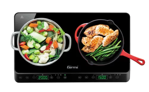 Girmi PI51 Doppio Dupla Indukciós főzőlap kiváló teljesítménnyel, digitális kijelzővel, 500-2000 W, 180 perces időzítővel