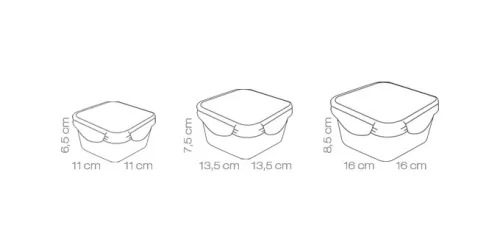 Tescoma FRESHBOX Négyzet alakú ételtároló doboz, 3 db, 0.4, 0.7, 1.2 l 