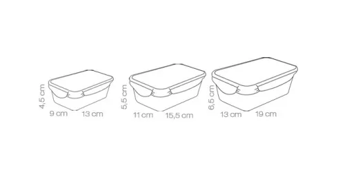 Tescoma FRESHBOX Téglalap alakú ételtároló doboz, 3 db, 0.2, 0.5, 1.0 l 