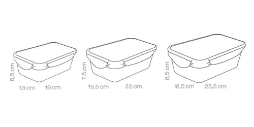 Tescoma FRESHBOX Négyzet alakú ételtároló doboz, 3 db, 1.0, 1.5, 2.5 l 