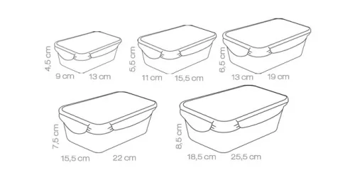 Tescoma FRESHBOX Téglalap alakú ételtároló doboz, 5 db 